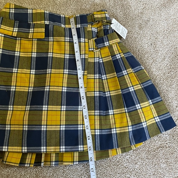 Wego Japan Blue and Yellow Plaid Pleated Mini Skirt SKORT XS - Picture 4 of 6
